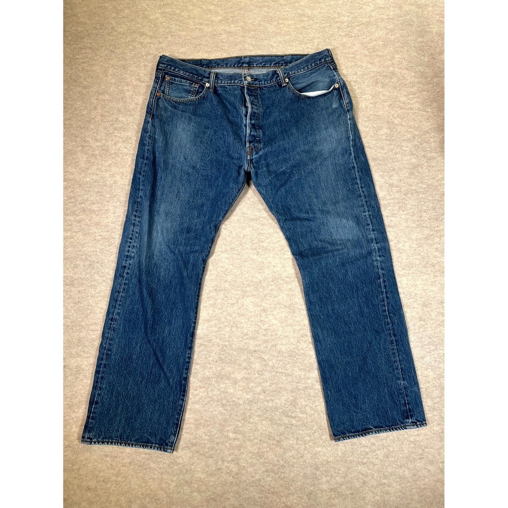 Levi's 501 Authentic Jeans Mens 40x30 Blue Denim Cotton Straight Leg Button Fly